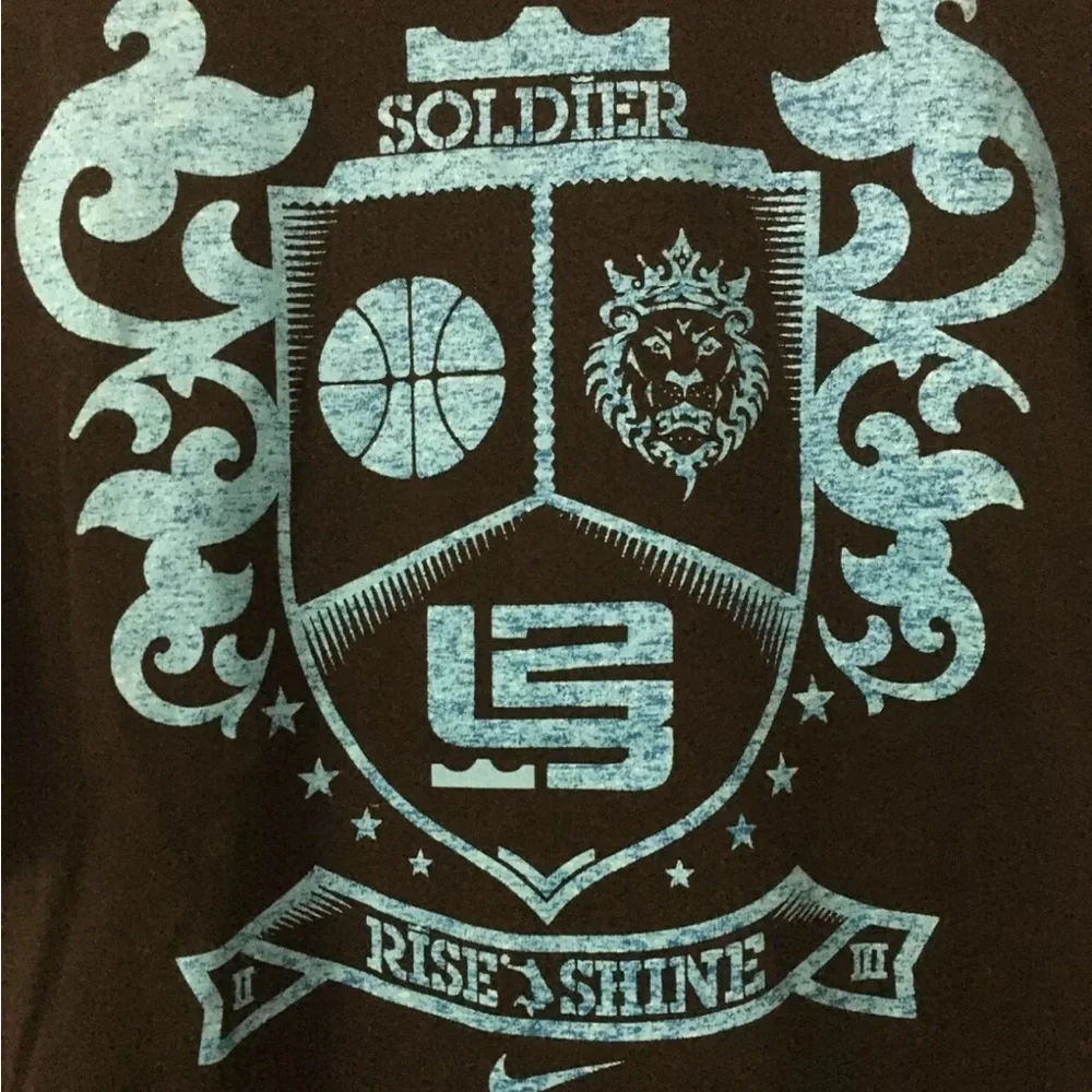 LEBRON JAMES NIKE SOLDIER “RISE AND SHINE” men's size Ig black Dri Fit tshirt